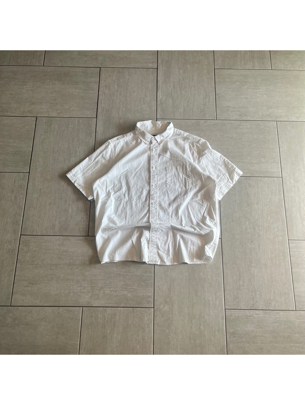 George Classic Fit White Cotton Blend Short Sleeve Shirt Large